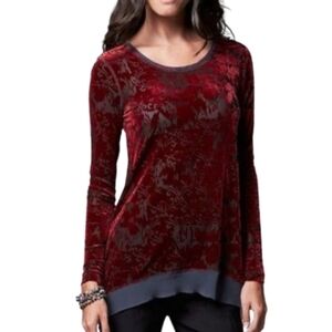 Vera Wang Burnout Velvet Shirt Blouse Top Size Small Romantic Whimsigoth Sheer